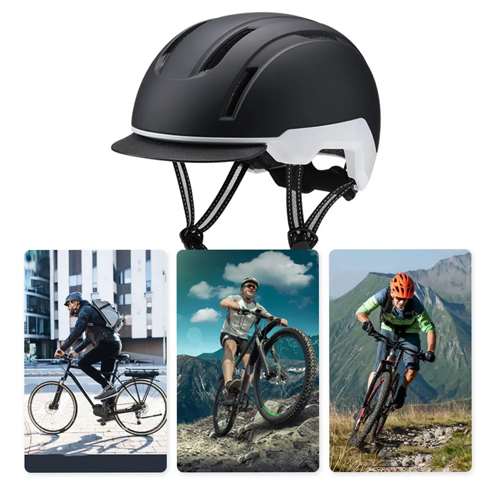 PC Wide Application Bike Helmet Suitable For Riding Cycling Outdoor Activities Sturdy And Durable black and white M【55-58CM】