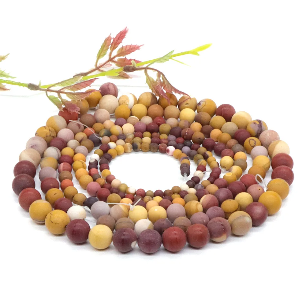 Natural Matte Frosted Mookaite Healing Crystal Round Loose Spacer Stone Beads For DIY Jewelry Charm Bracelet Necklace 4/6/8/10mm