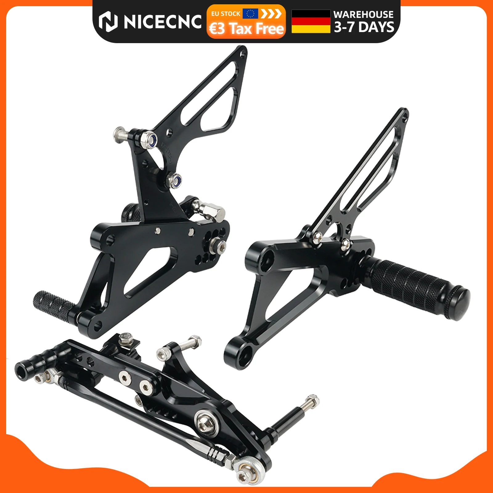 Verstellbare Motorrad-Fußrasten, Mittel-Fußsteuerungs-Kit, linke und rechte Fußrasten für Triumph Daytona 675 2006 2007 2008 2009 2010 2011 2012