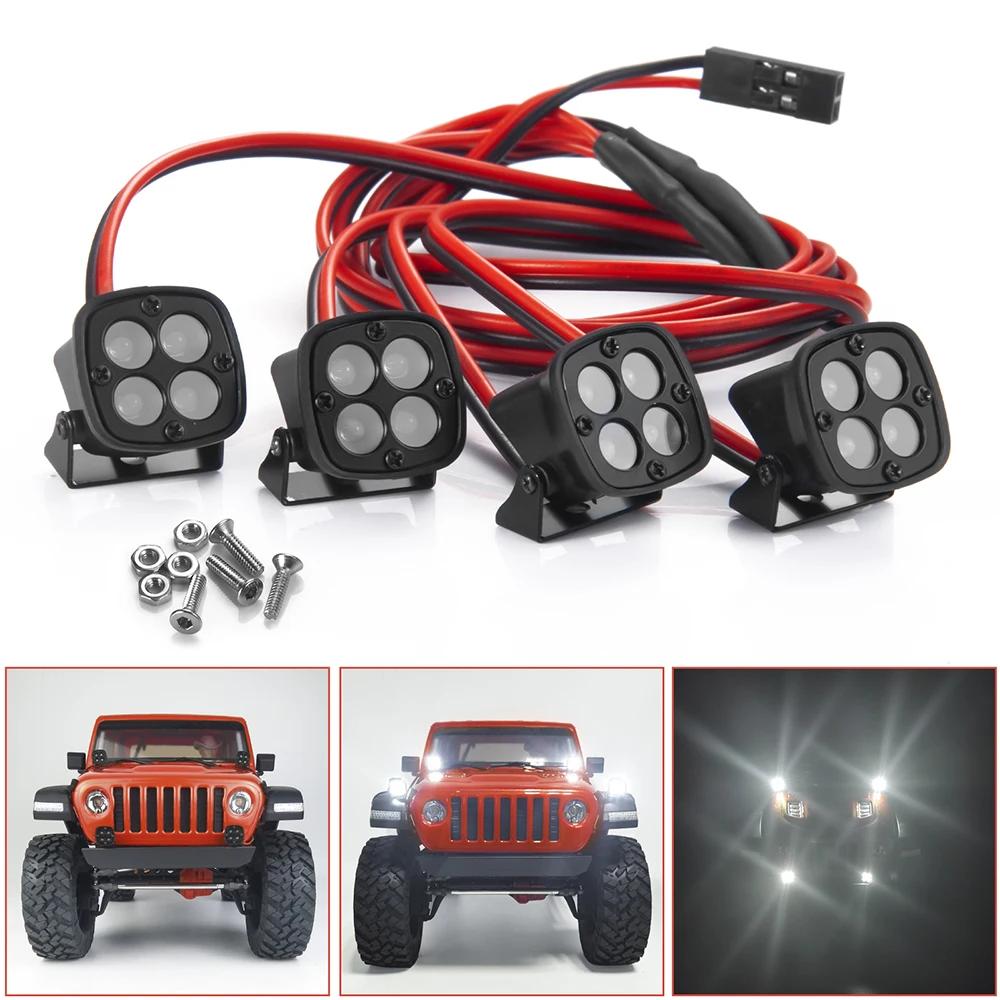 YEAHRUN LED Roof Lights Headlights Round Spotlight for Axial SCX10 III Gladiator TRX-4 TRX-6 1/10 RC Crawler Car Parts