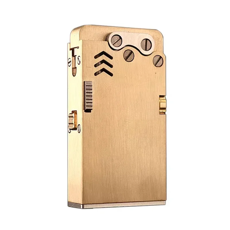 Handmade Brass Mechanical Automatic Ignition Gasoline Lighter And Titanium Alloy Material Gift Box