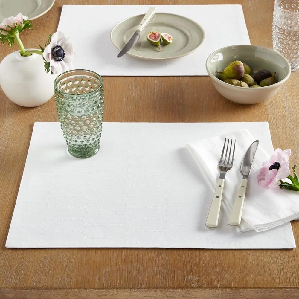 

Honeycomb Modern Farmhouse Reversible Placemats Set of 4 Machine Washable Cotton Polyester Table Decor Christmas Housewarming