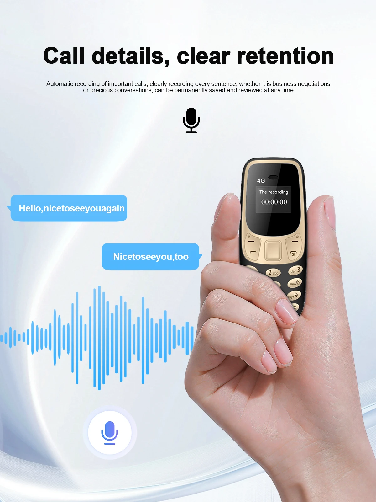 SERVO BM10 LTE Mini Mobile Phone 4G Dual SIM Card Speed Dial Call Recording MP3 Player 0.66" Display Smallest Cellphones Type-C