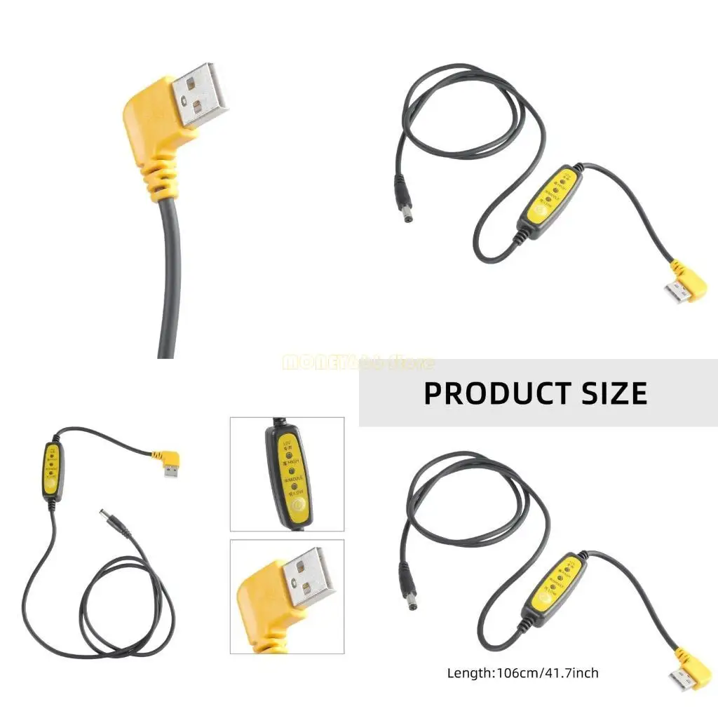 F62C Verstellbarer USB bis 12 V 5,5 x 2,1 mm Geschwindigkeitskabel für Lüftermotoren und LED -Leuchten