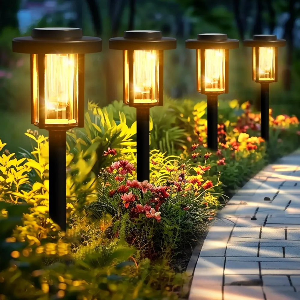 Impermeável Solar Path Light, iluminação da paisagem, decoração do jardim, adequado para pátios e passarelas, branco quente, 12 pcs