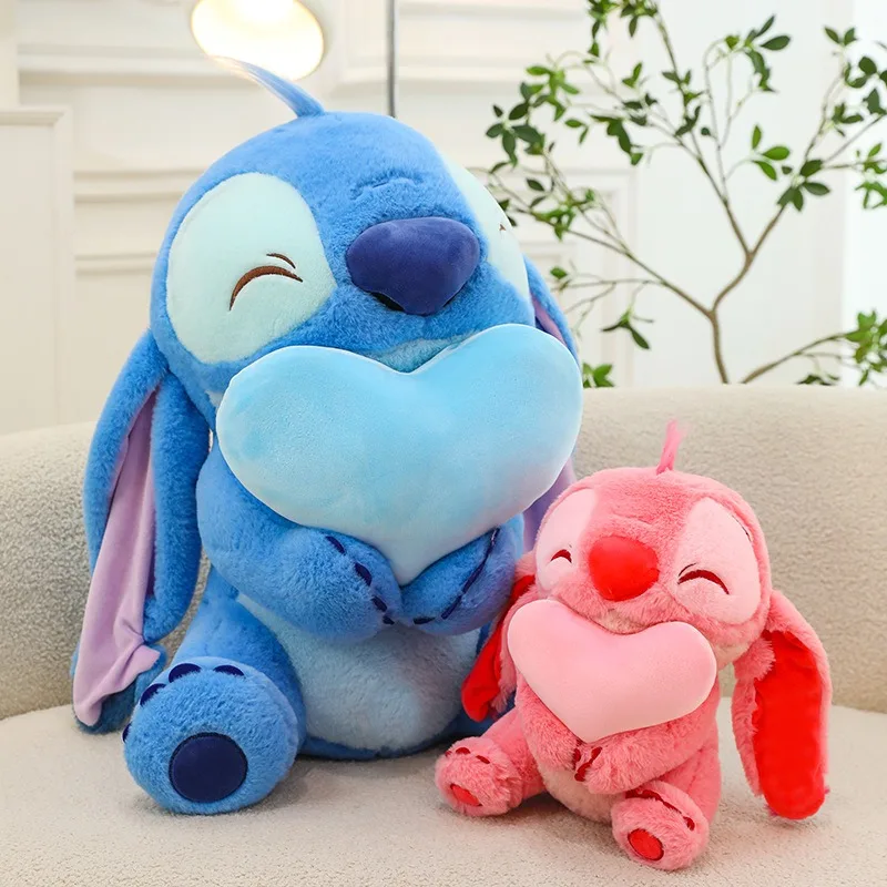 30cm Blue Pink Love Stitch Plush Toys Cartoon Lilo Stitch Doll Angel Plush Toy Cute Anime Soft Stuffed Children's Birthday Gift