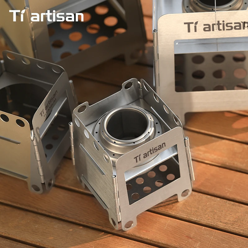 Tiartisan Titanium Multi-fuel Campng Stove Ultralight Folding Wood Burner Mini Alcohol Stove Backpacker Portable Pocket Stove view 2