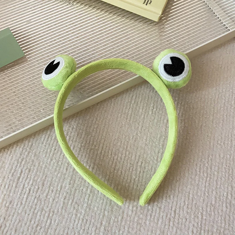 Funny Cartoon Green Frog Animal Ears Makeup Wide-brimmed Elastic Headbands for Women Cute Girls Hair Bands Casual Accessories