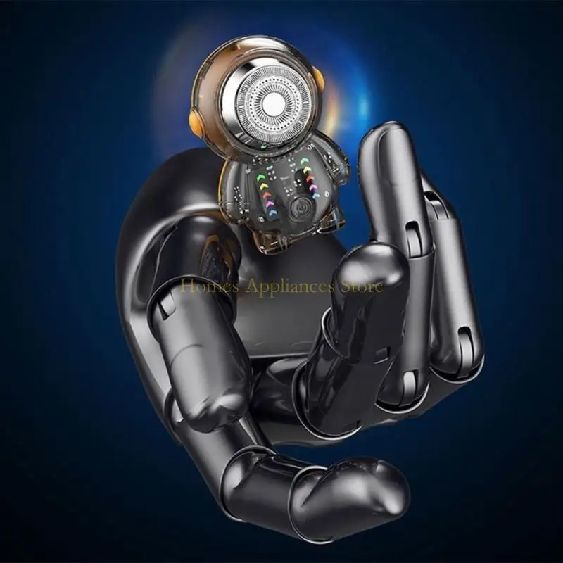 

D0AB Man Grooming Device Dynamic Lighting Electric Shavers Space Man Electric Trimmer Rechargeable Electric Shaving Tools