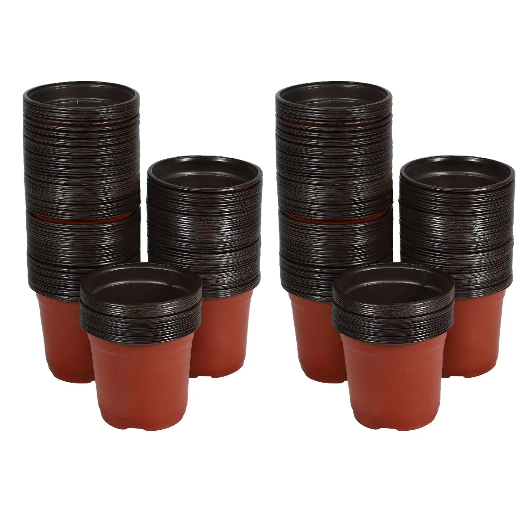 ABJI-300Pcs 4.72 Inch Plastic Flower Seedlings Nursery Supplies Planter Pot/Pots Containers Seed Starting Pots Planting Pots