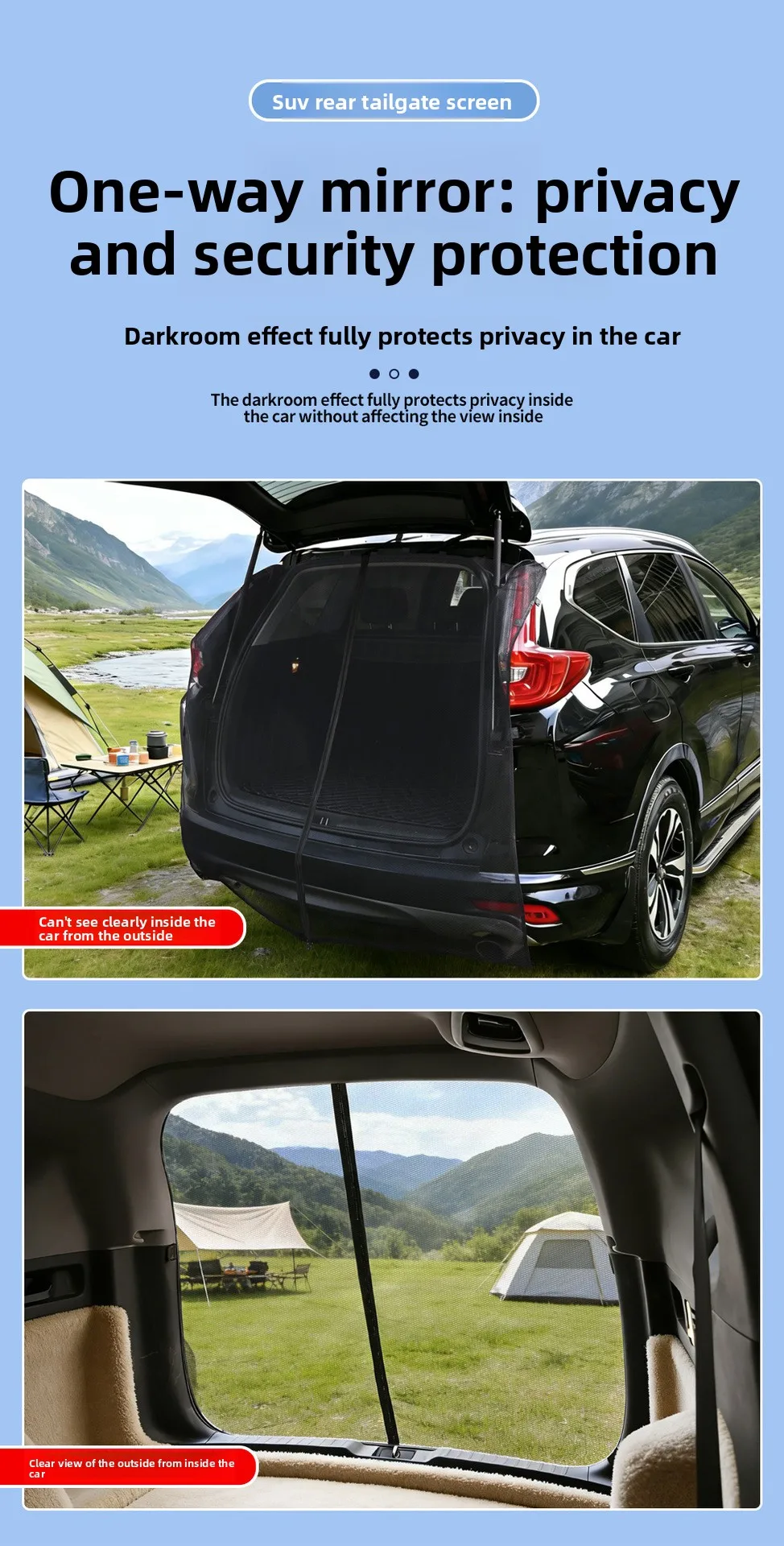 Magnetisches Kofferraum-Moskitonetz SUV Heckklappe Belüftungsgitter Insektenschutz Campingausrüstung für Outdoor-Selbstfahrerreisen – Detail 9