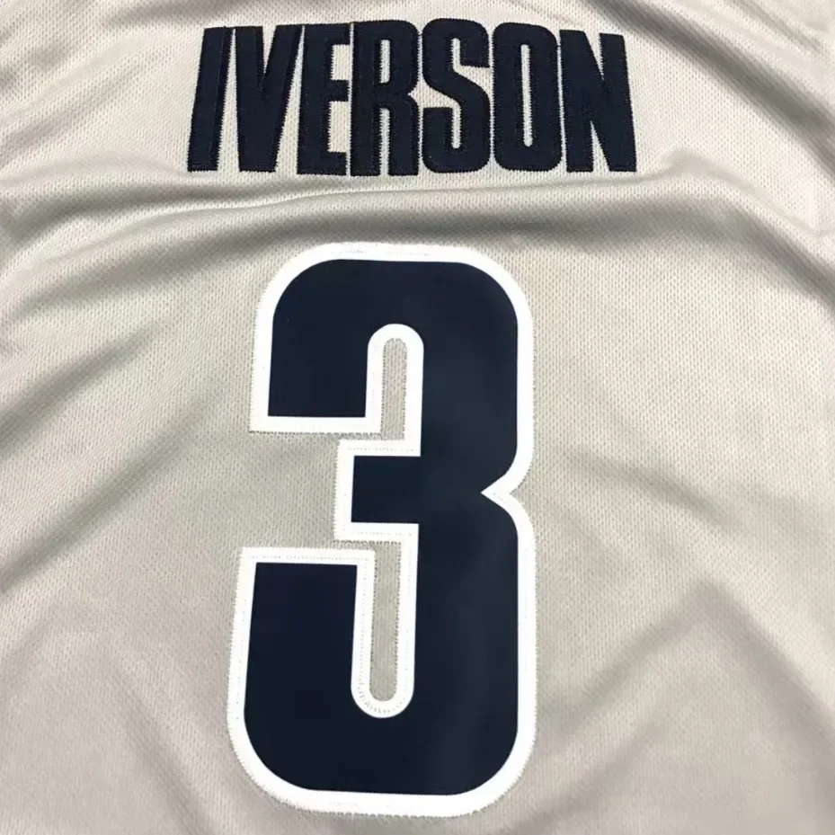 Basketball Jersey  Shirt Men 3 Iverson Georgetown Hoyas Athletic Sports Embroidery High Street Hip Hop Breathable Sportswear