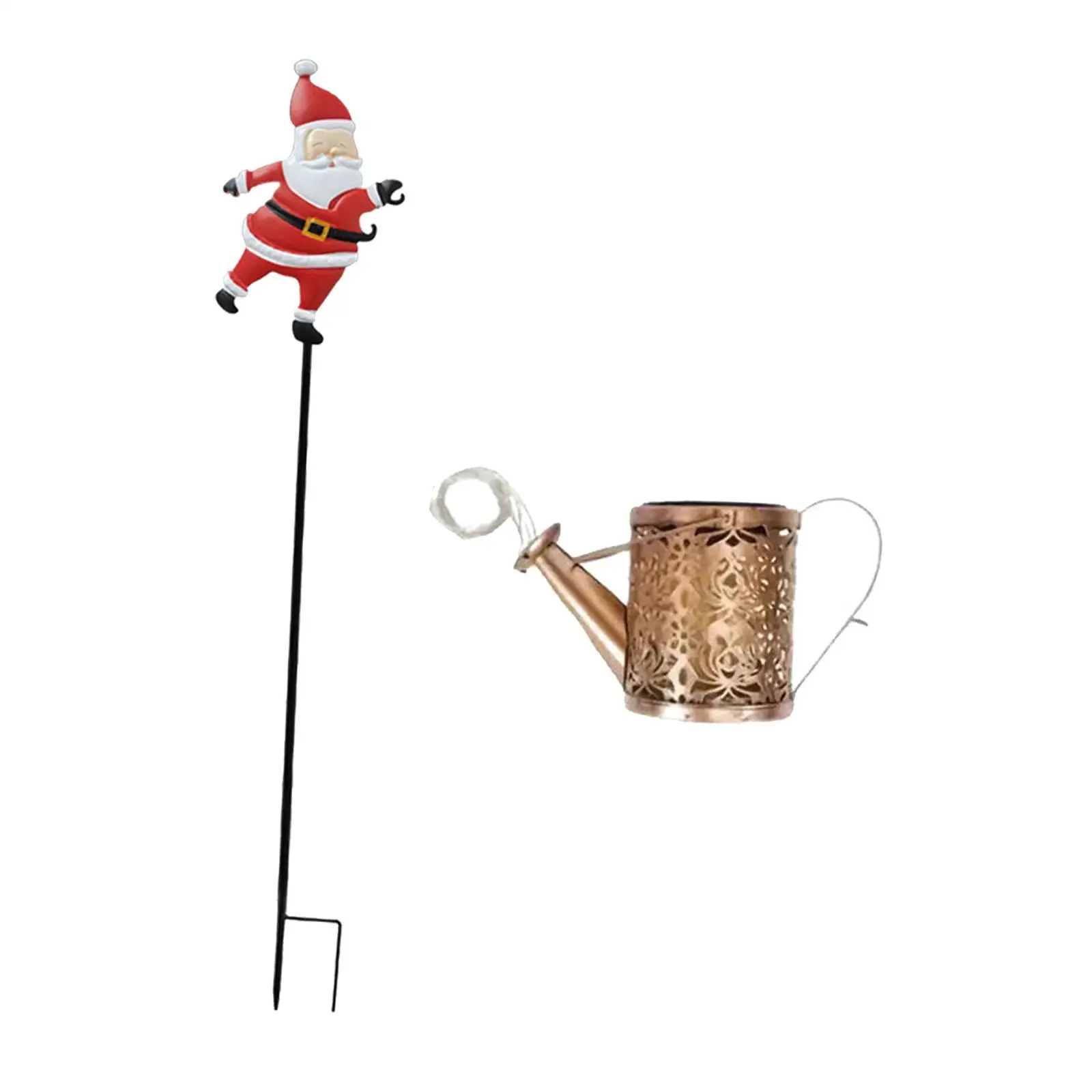 Outdoor Solar Yard Light Christmas Santa Stake Flexible String Lights Scene Layout Prop for Garden Walkway