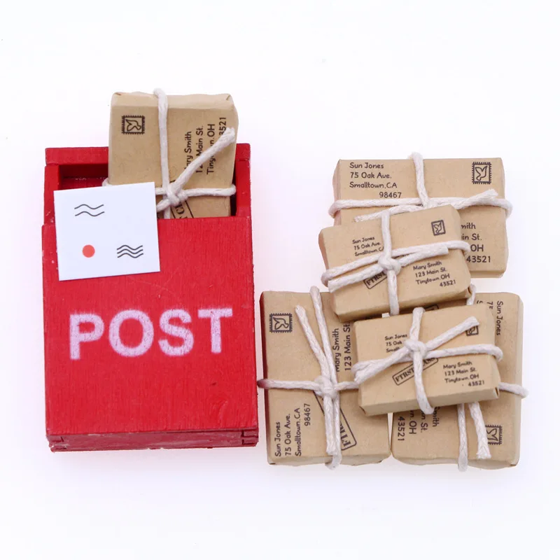 ชุดกล่องจดหมาย1:12บ้านตุ๊กตา1ชุดชุดเครื่องชั่งขนาดเล็กวันคริสต์มาสของขวัญวันคริสต์มาส BJD กระเป๋าฉากตกแต่งบ้านขนาดเล็ก