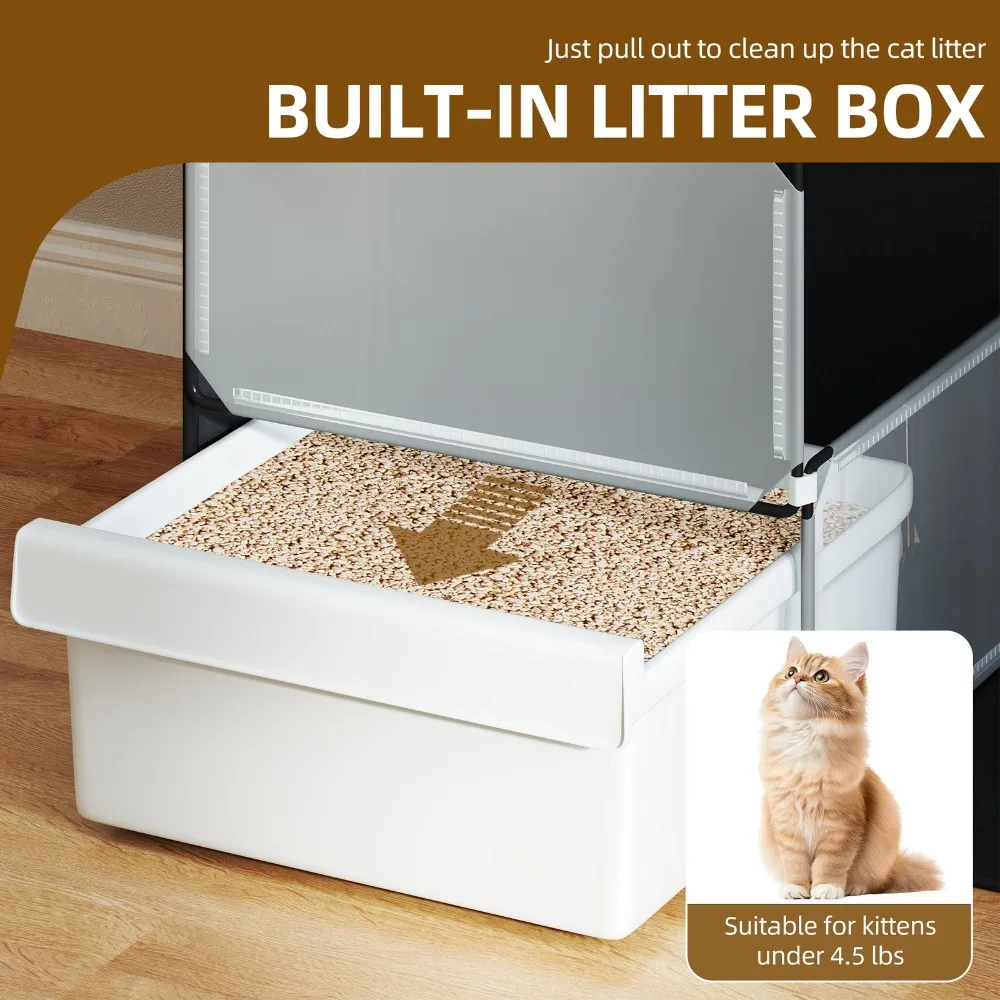 قفص قطط داخلي مكون من 3 طبقات، منطقة لعب واسعة لـ 1-3 قطط صغيرة مع صندوق فضلات #3