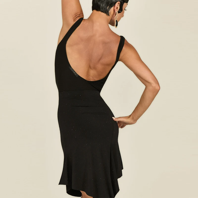 Sexy com decote em v latina topo borlas saias mulheres rumba chacha trajes de dança latina adultos dança de salão competição wear sl14387