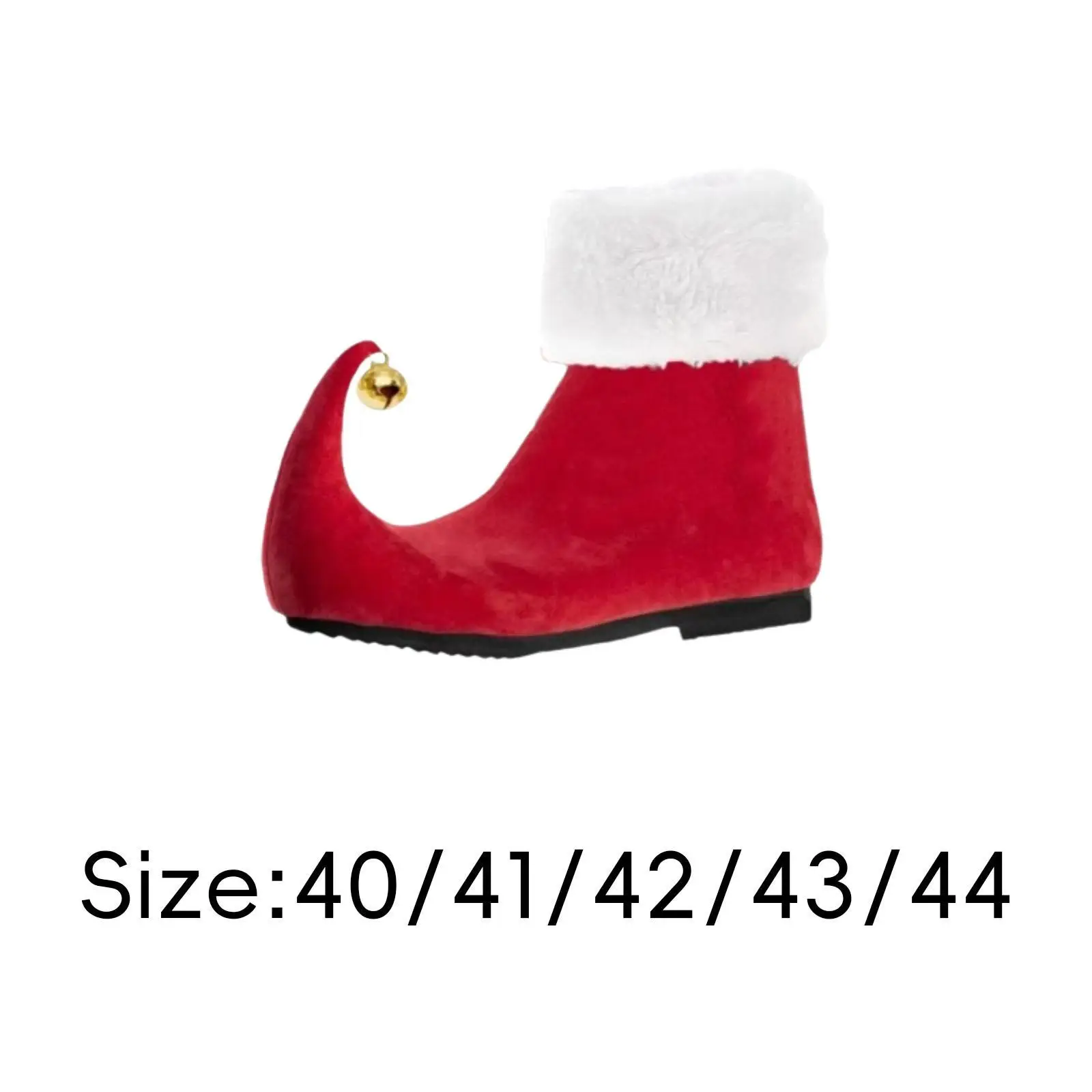 1 Pair of Red Christmas Elf Shoes Adorable with Bells for Fancy Dress Halloween