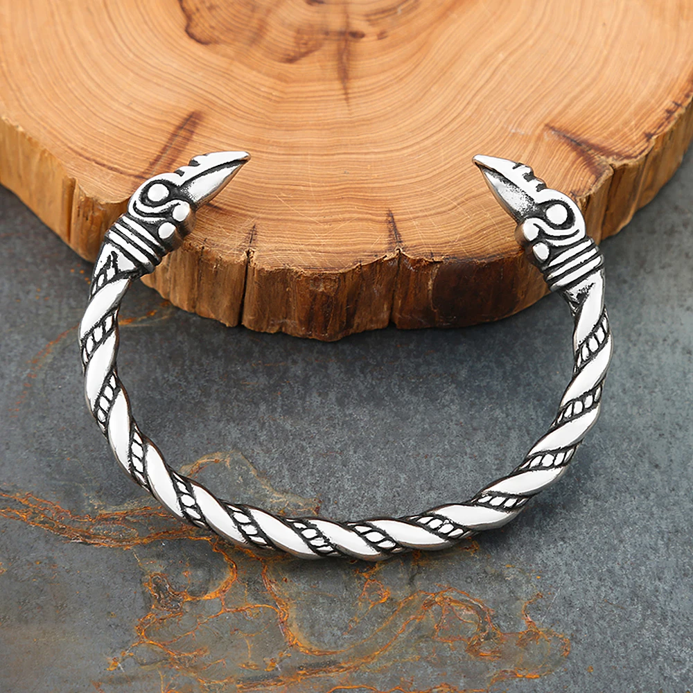 Vintage 316L Edelstahl Viking Raven Armband Hip Hop Mode Öffnung Einstellbar Armreifen Für Männer Nordic Amulett Schmuck Geschenk