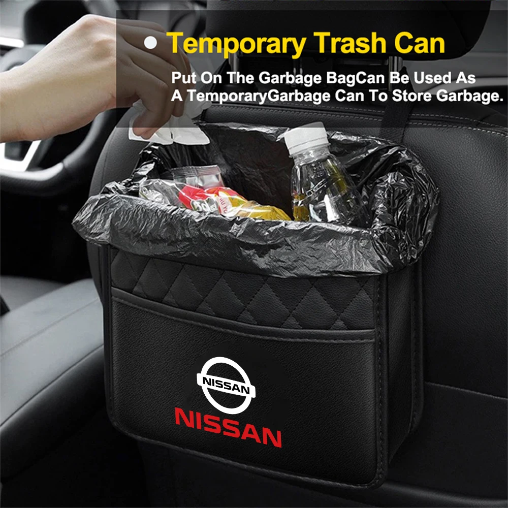 1pcs PU Leather Car Storage Bag Auto Seat Back Organizer  For Nissan Qashqai J10 J11 Juke 2 Micra K12 K14 Leaf X-Trail T32