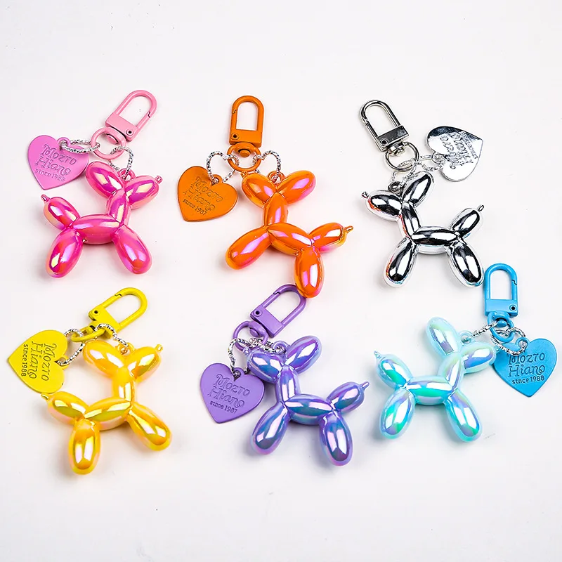 Wholesale20pcs/set Cute 3D Balloon Dog Phone Charm Key Chain Accessories Trendy Heart Mobile Phone Lanyard Phone Bag Decorations