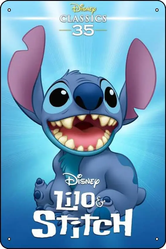 ملصق لوحة الفيلم Lilo & Stitch (2002) لافتة معدنية من القصدير مقاس 8 × 12 بوصة ديكور حائط عتيق عتيق