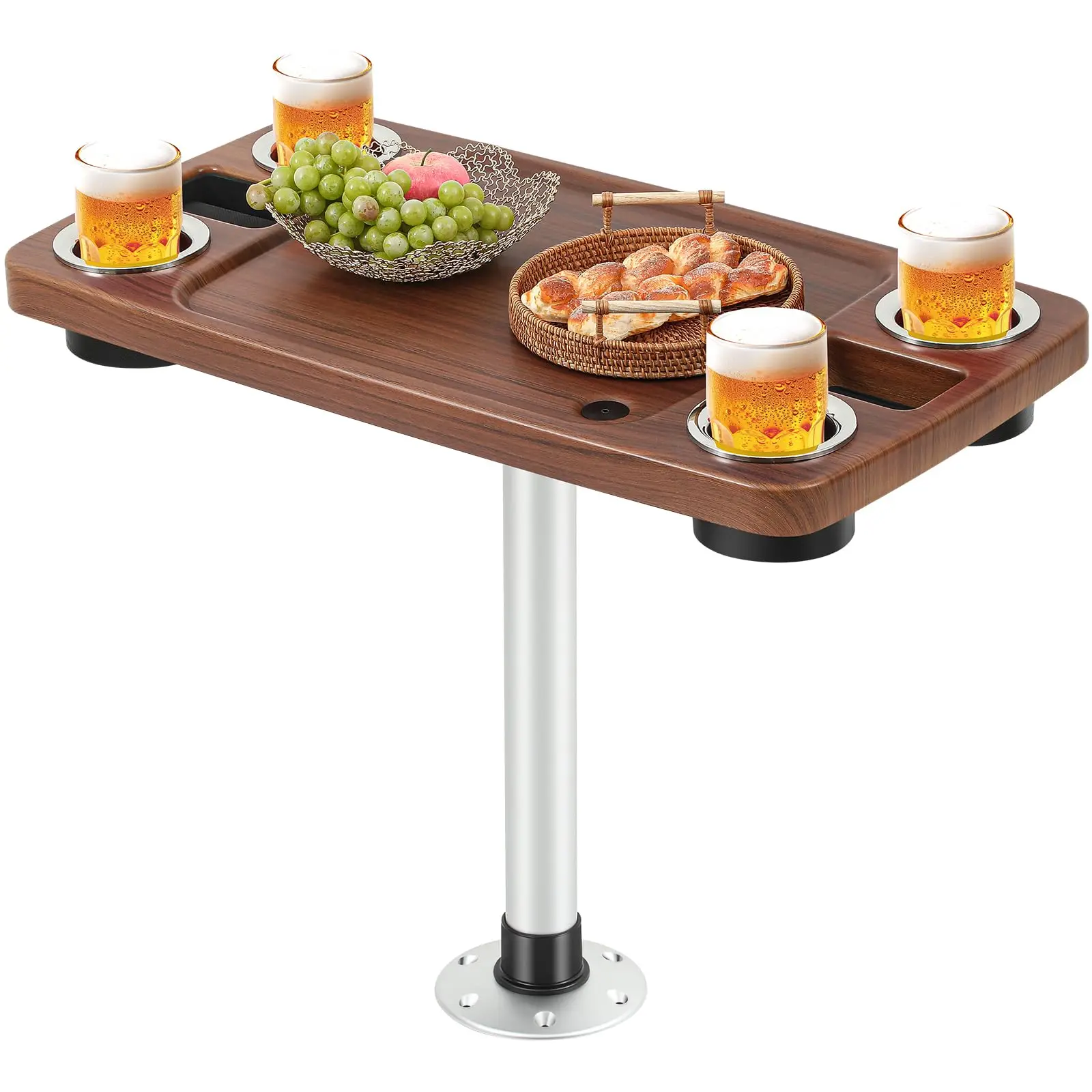 Yacht ABS Square Table – Marine Boat Dining Table with Cup Holders for RV & Outdoor Use