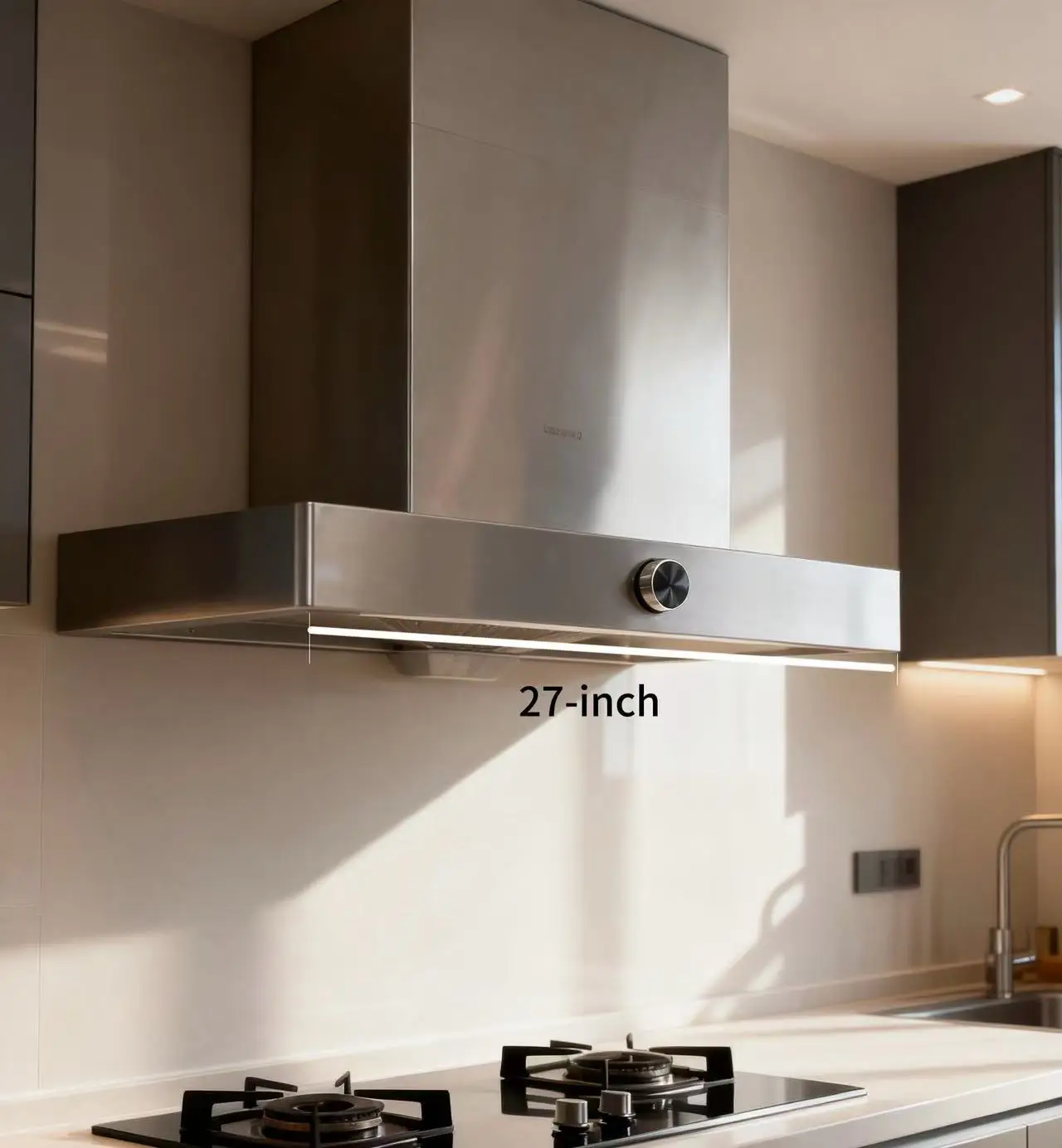 Electric Mini Range Hood for Home Use Wall-Mounted Stainless Steel LED Light Low Noise Vented Exhaust 18 27 Inch Sizes