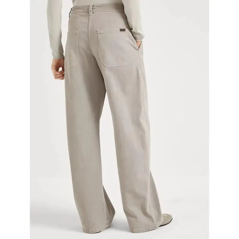 Dave&di Minimalist High Waisted Light Gray Elastic Straight Leg Jeans Women's Denim Pants American Retro Workwear Casual Pants