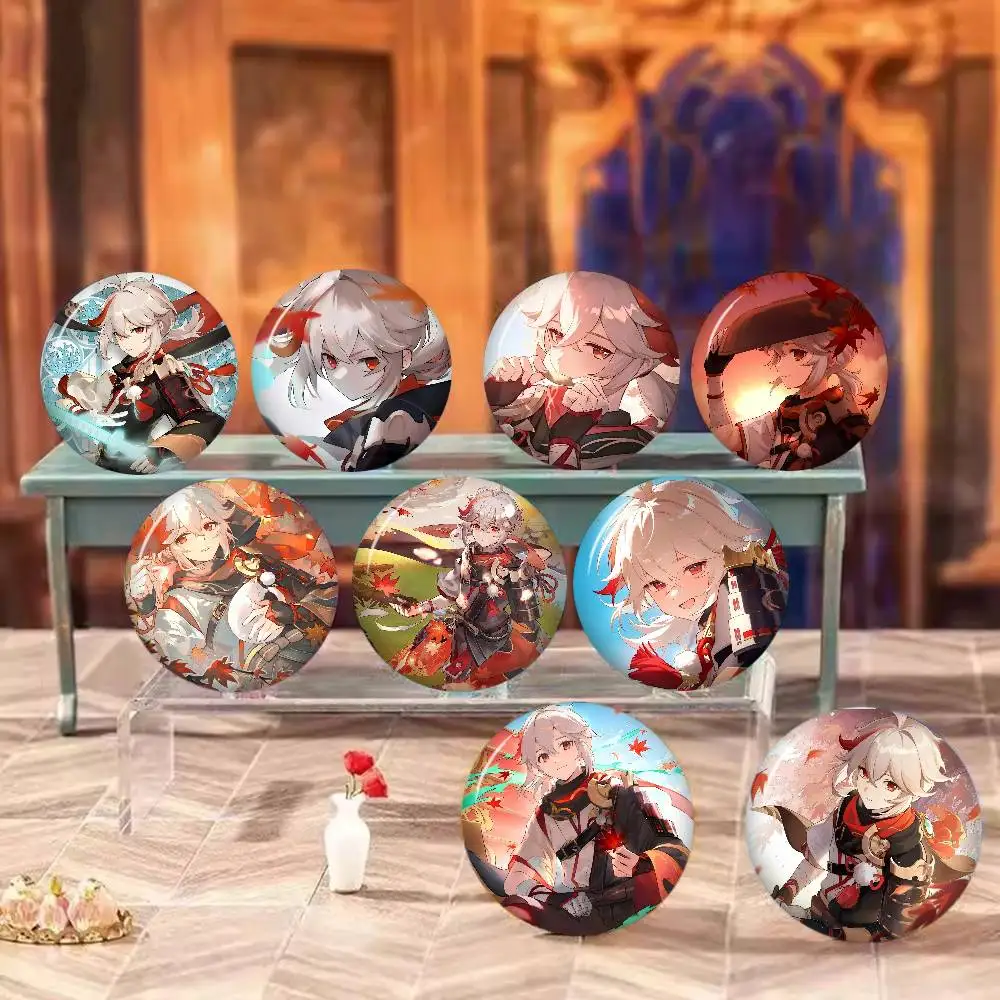 K-Kaedehara K-Kazuha 58mm Cute Anime Figure Icon Badge Handmade Tinplate Brooch for Backpack Clothes Chest Ornament Gifts