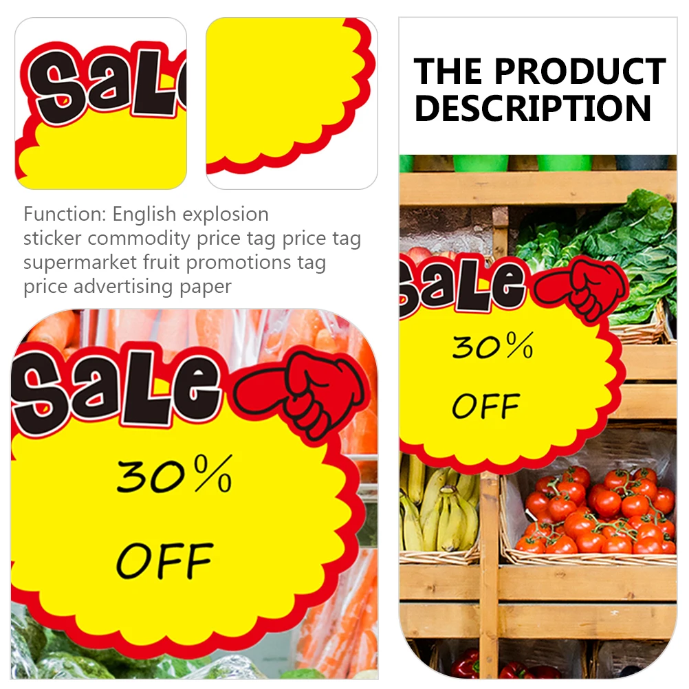 

50 Pcs Price Tags Paper Material Shop Labels Promotional Stickers Commodity Signs Market Fruit Store Display Decorative