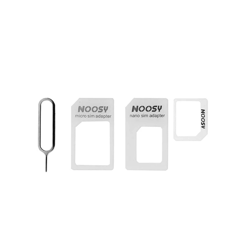 100 set Kit adattatore per scheda SIM da Noosy Nano a Micro Nano a Regular, Micro a Regular con Pin di espulsione SIM