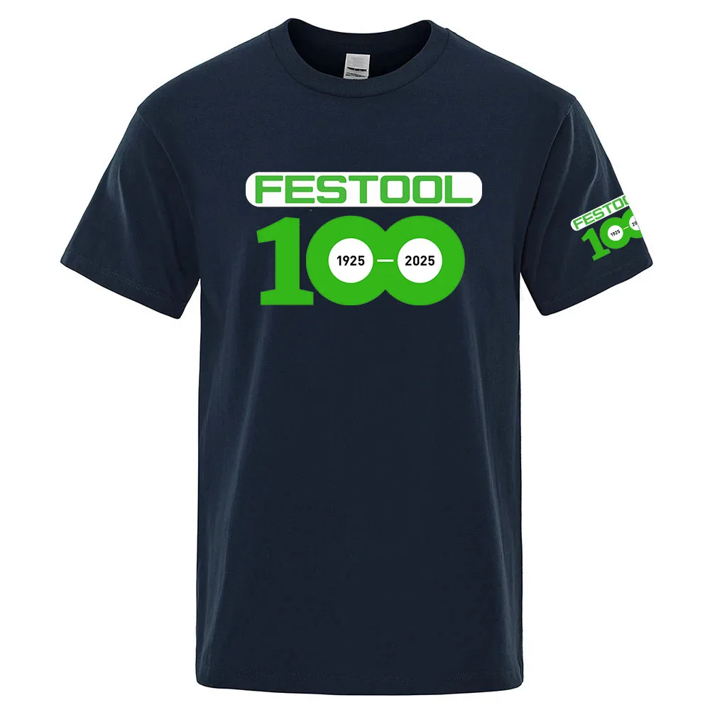 2026 Men's Festool Logo Print High Quality 100% Cotton Round Neck Short Sleeve Classic Pure Color Tees Summer Casual Cool Top