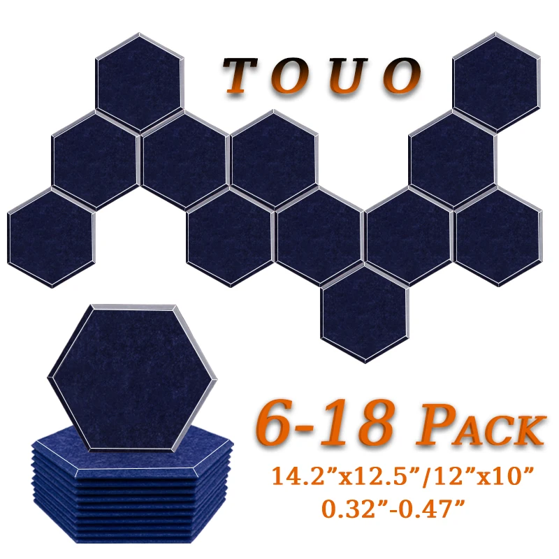 

TOUO 6/12/18 Pcs Flame-Retardant Acoustic Panel Home Cinema Sound Absorbing Soundproof Ceiling Drum Room Acoustic Treatment