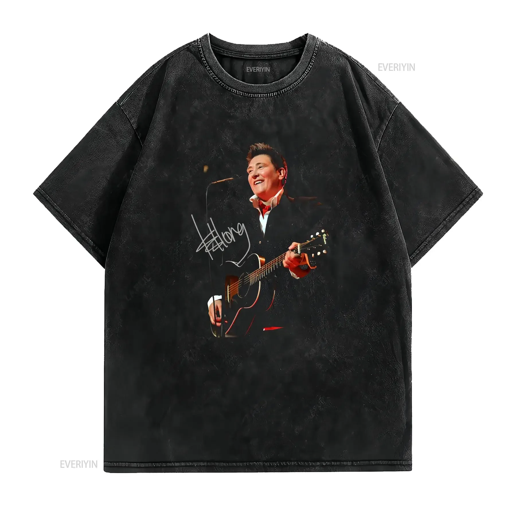 k d lang Singer Face Signature T Shirt Short sleeve S 4XL Gifl For Fan NL1529 vintage Washed streetwear Stretched Breathable