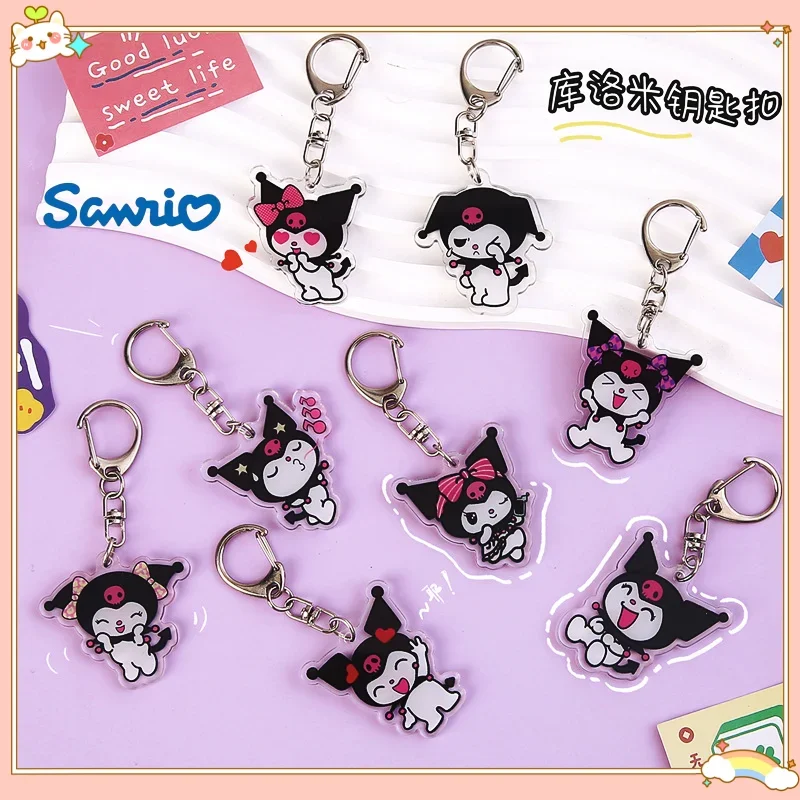 Sanrio Kuromi Keychain Cute HelloKitty Mymelody Cinnamoroll Pochacco Action Anime Figures Pendants Car Backpack Ornaments Gifts