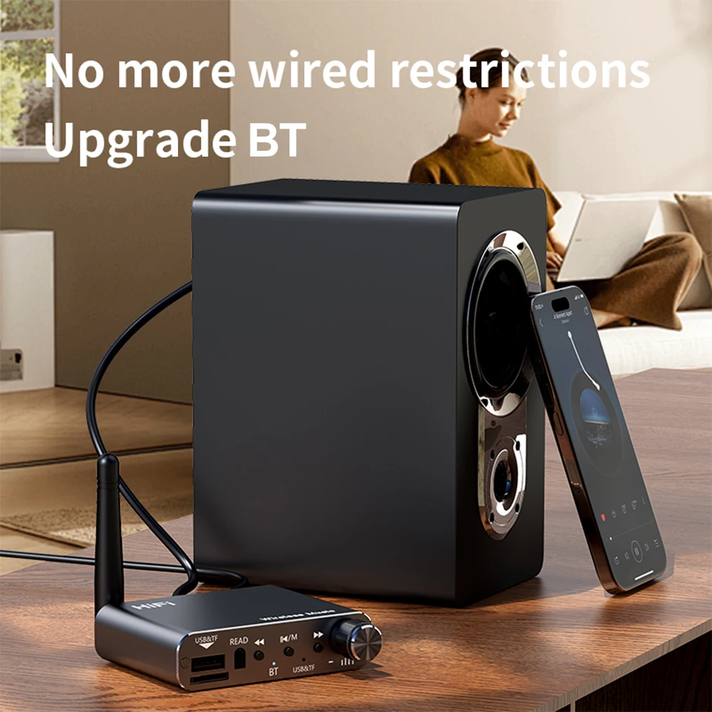 Bluetooth 5.4 Receiver Transmitter Low Latency AUX 3.5mm Optical Wireless Music Audio Adapter Support U-Disk Playback TF Card