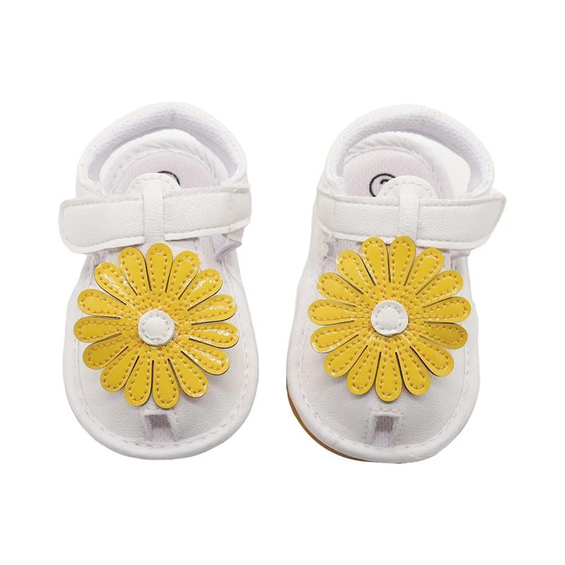 0-18M Infant Baby Girls Sandals Summer Flower Decor Anti-Slip Soft Sole Princess Shoes Beach Slipper Toddler First Walkers Shoes