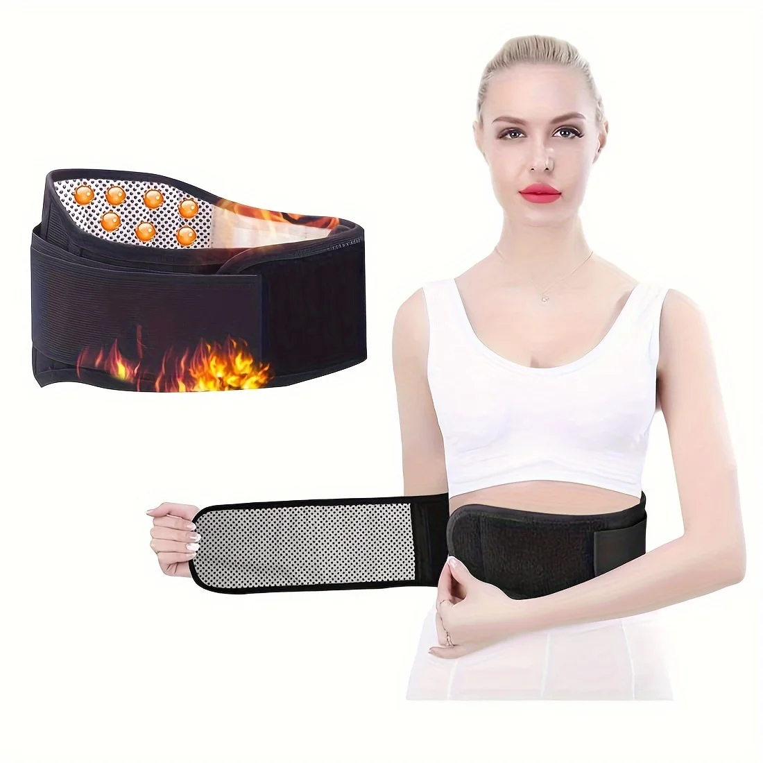Magnetic Self Heating Waist Support Belt Double Sided Heating Warm Belly Physiotherapy for Men Women Lumbar Disc Strain