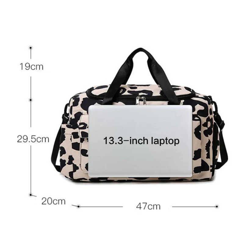 Mochila deportiva de leopardo y cebra para mujer, bolsa de Fitness de gran capacidad, separación seca y húmeda, mochila de equipaje ligera de viaje de ocio