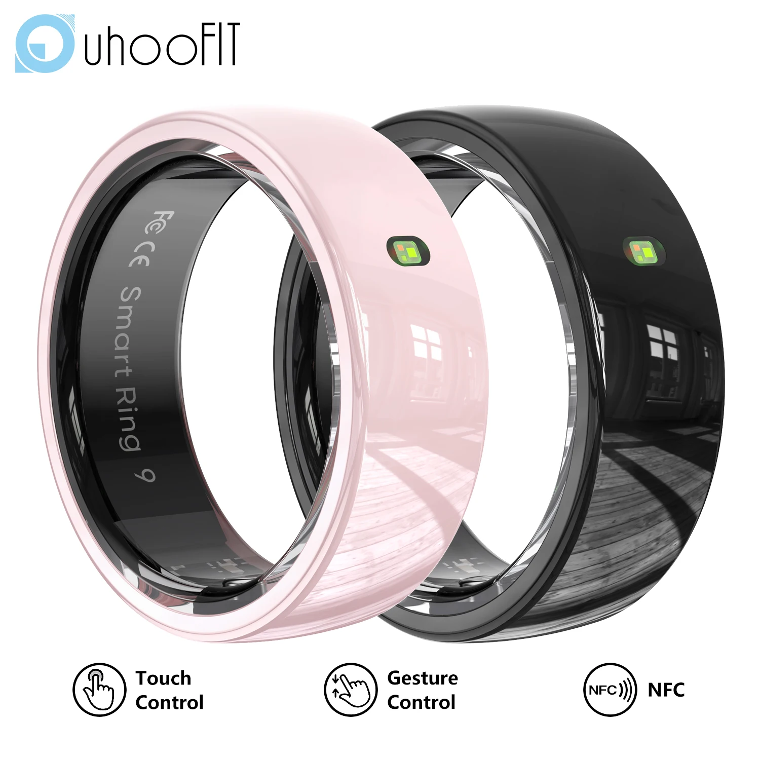 R05 Смарт-кольцо с чехлом для зарядки Функция NFC Управление сенсорным жестом Монитор сердечного ритма и сна Спортивный фитнес-трекер Кольцо на палец