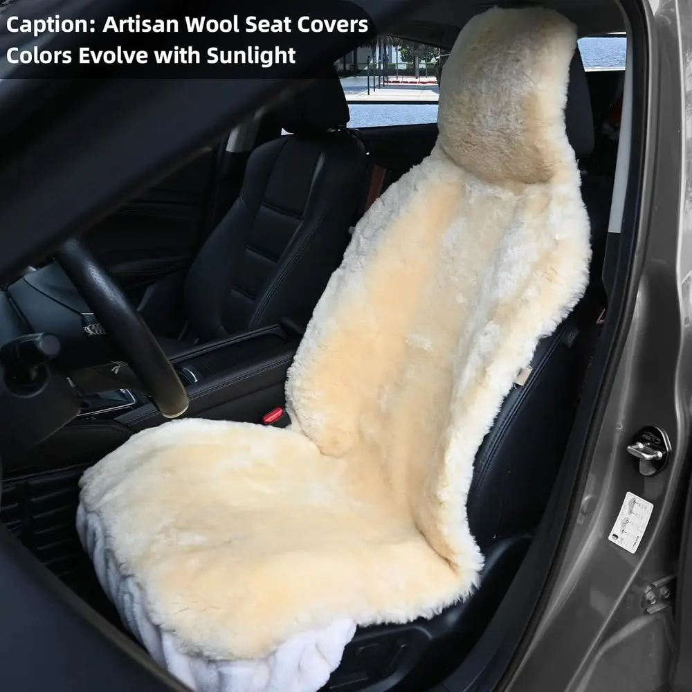 Aegis Cover Premium Sheepskin Car Seat Cover Front Wrap Australian Merino Wool, Universal Fit for RV SUV Truck Sedan Most Vehicl view 2