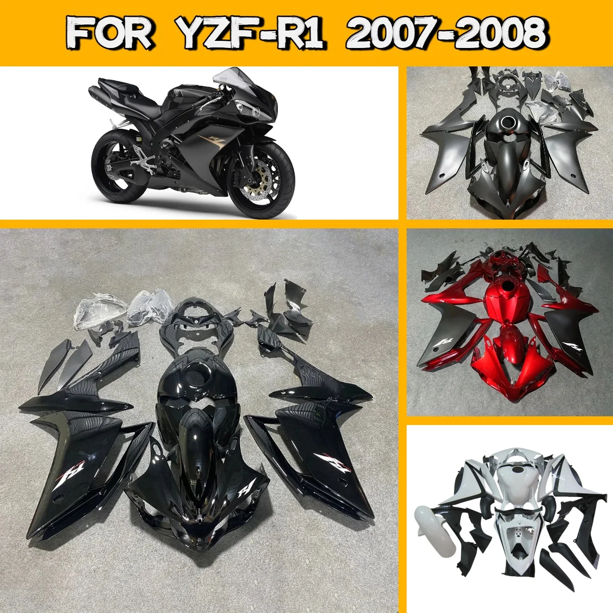 

For 2007 2008 Yamaha YZFR1 Motorcycle Plastic Injection Molded Fairing Kit 07 08 YZF R1 Unique Design Fairings