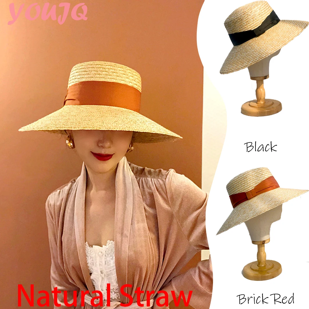 11CM Wide Brim Beach Hats for Women Large UV Protection Outdoor Sun Hat Summer Vactional Big Brim Wheat Straw Cap Wholesale