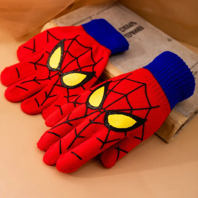 Marvels Spidermans Gloves Kids Anime Action Figures Touch Screen Gloved Boys Winter Warm Fashion Apparel Accessory Children Gift