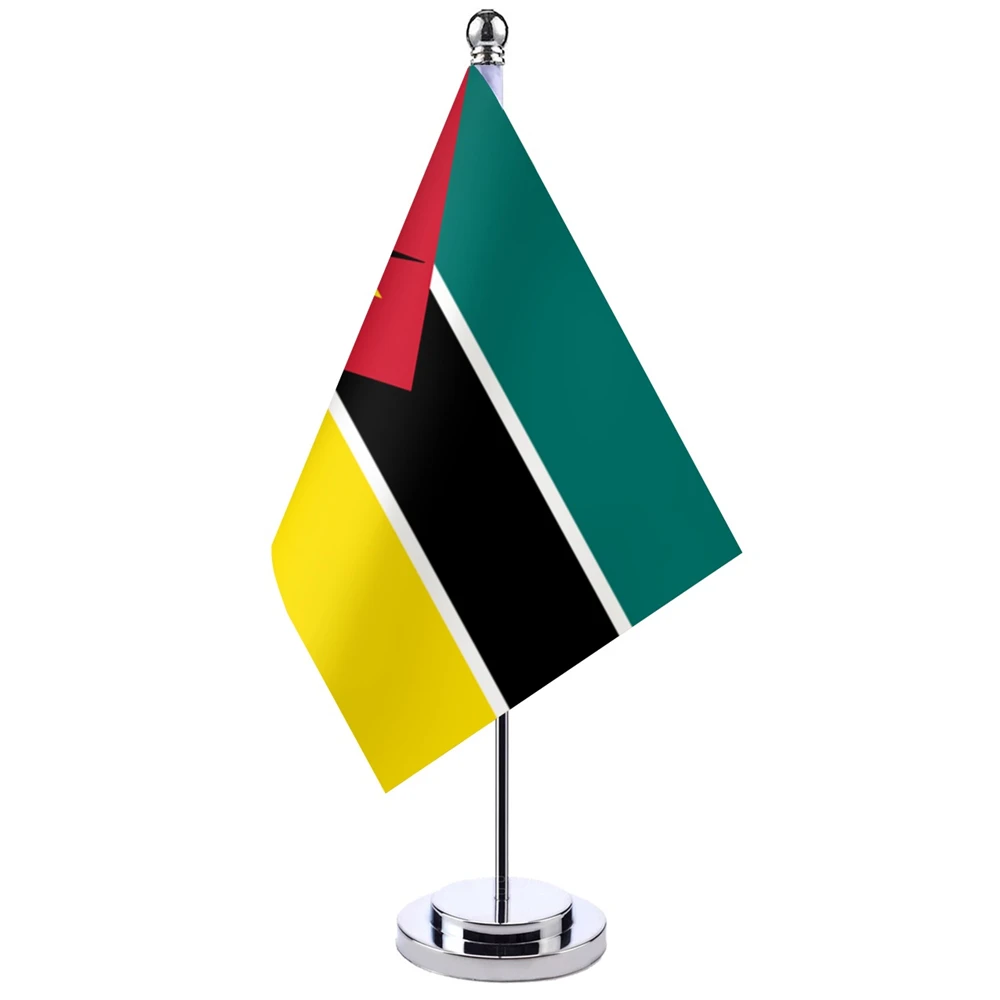 

14x21cm Office Desk Flag Of Mozambique Banner Boardroom Table Stand Pole The Mozambique Cabinet Flag Set Meeting Room Decor