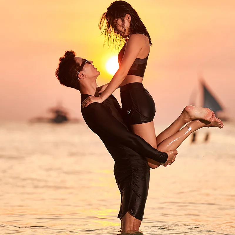 Парный гидрокостюм на молнии с разрезом, брюки с длинным рукавом, купальный костюм, Солнцезащитный Быстросохнущий костюм для мужчин и женщин с Медузой, костюм для подводного плавания