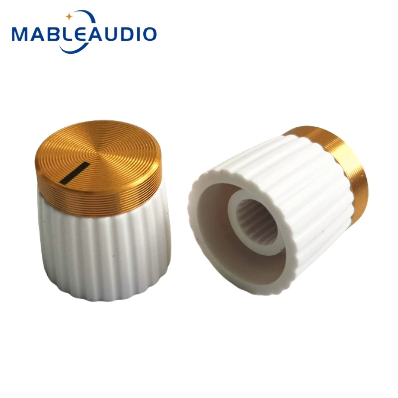 2 Stück 16x15mm Gitarren effektor Audio verstärker Ton knopf Gold und Silber Aluminium kappe 18t d-förmiger Griff mit innerem Kupfer teil – Detail 5