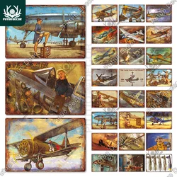 Putuo Decor The Plane Vintage Tin Sign Metal Sign Decorative Plaque Wall Decor Man Cave Room Home Club Plate