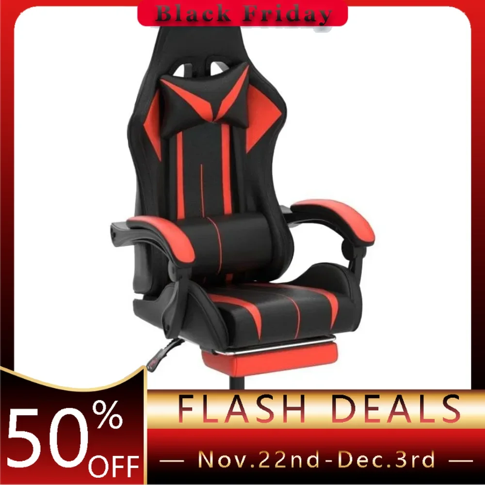 Gaming Chair，with Footrest High Back Music Video Game Chair with Lumbar Support Red and Black Office Furniture