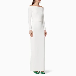 Ivory Formal Evening Dress Long Sleeves Off the Shoulder Column Birthday Party Gowns for Women 2025 Wedding Guest Dresses Maxi